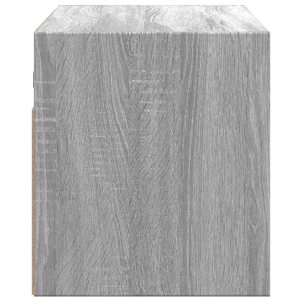 Sieninė TV spintelė su LED lemputėmis, pilka, 80x31x35cm