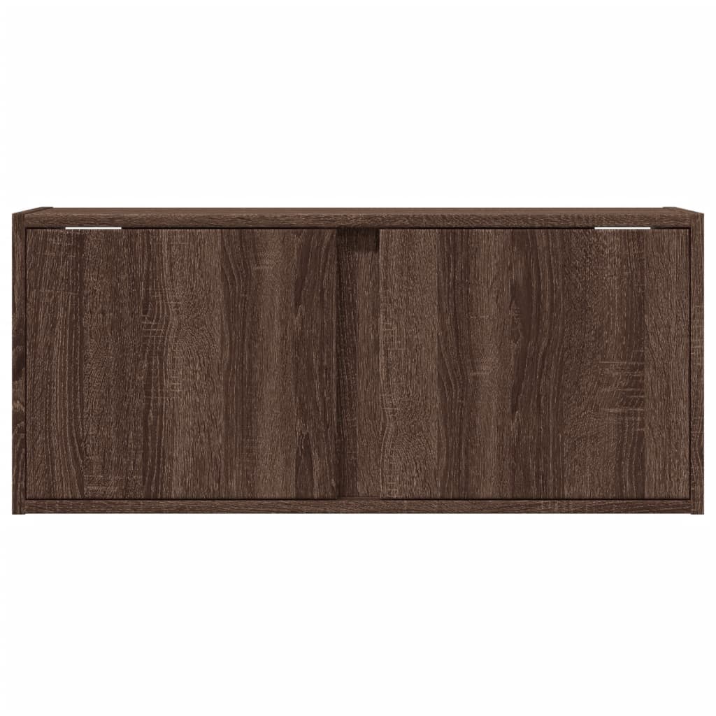 Pie sienas stiprināms TV skapītis ar LED apgaismojumu, brūns ozols, 80x31x35 cm