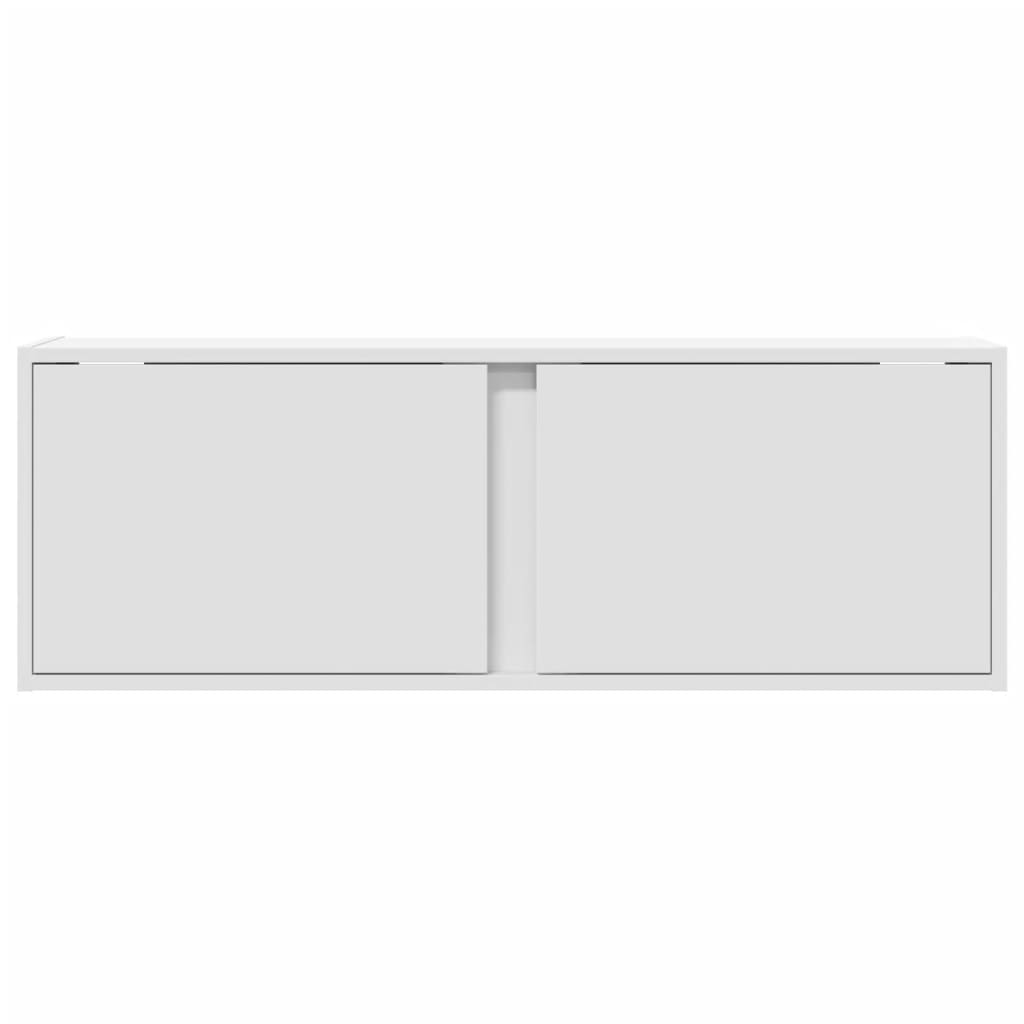 Sieninė TV spintelė su LED lemputėmis, balta, 100x31x35cm