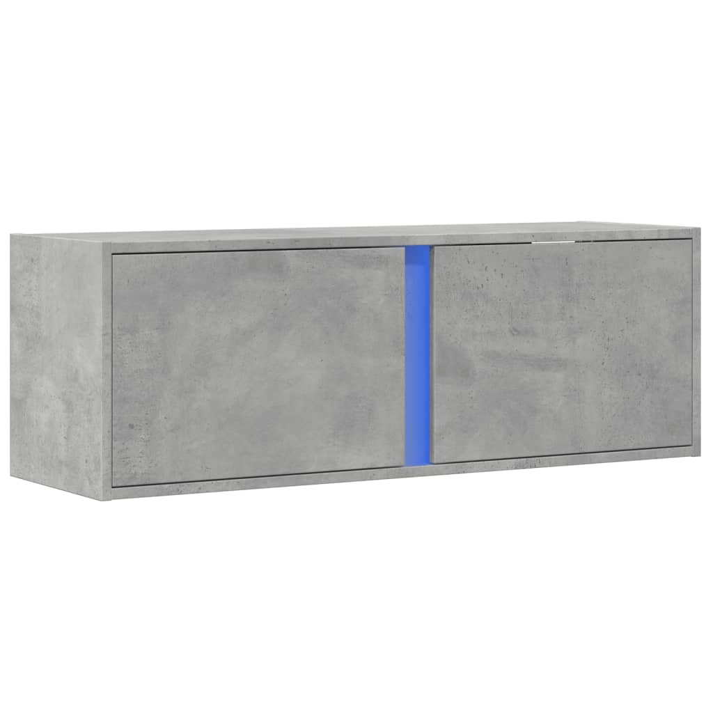 Wall-mounted TV Cabinet with LED Lights, Concrete Grey, 100x31x35 cm