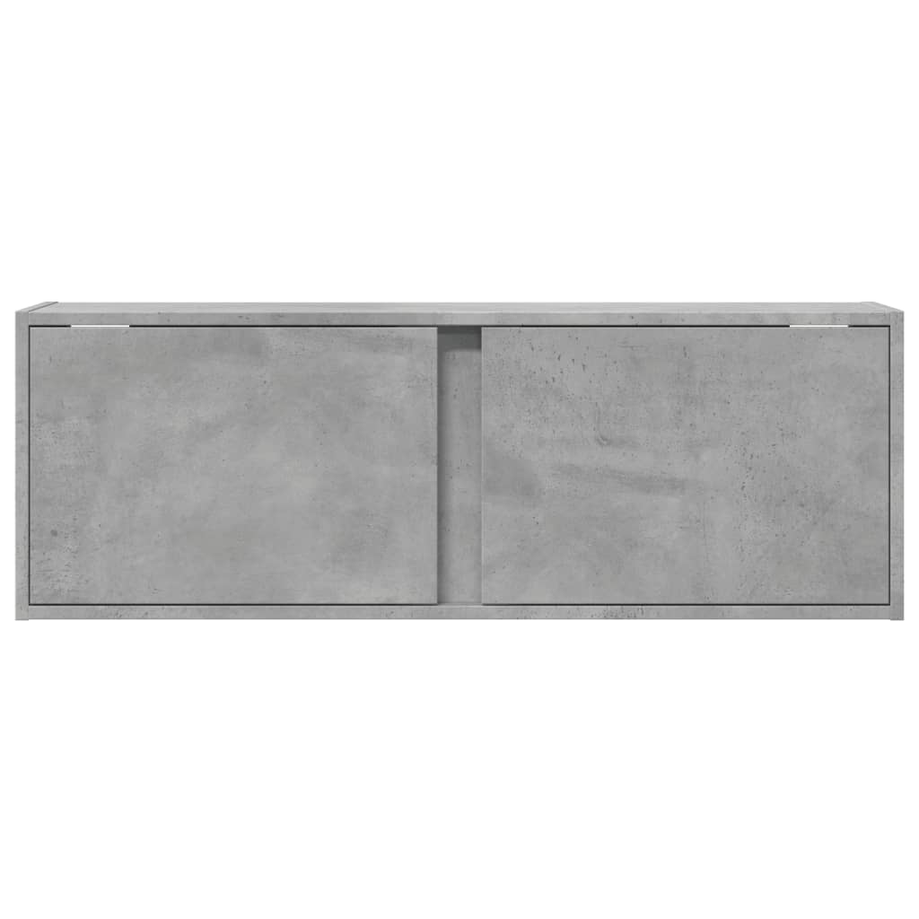 Wall-mounted TV Cabinet with LED Lights, Concrete Grey, 100x31x35 cm
