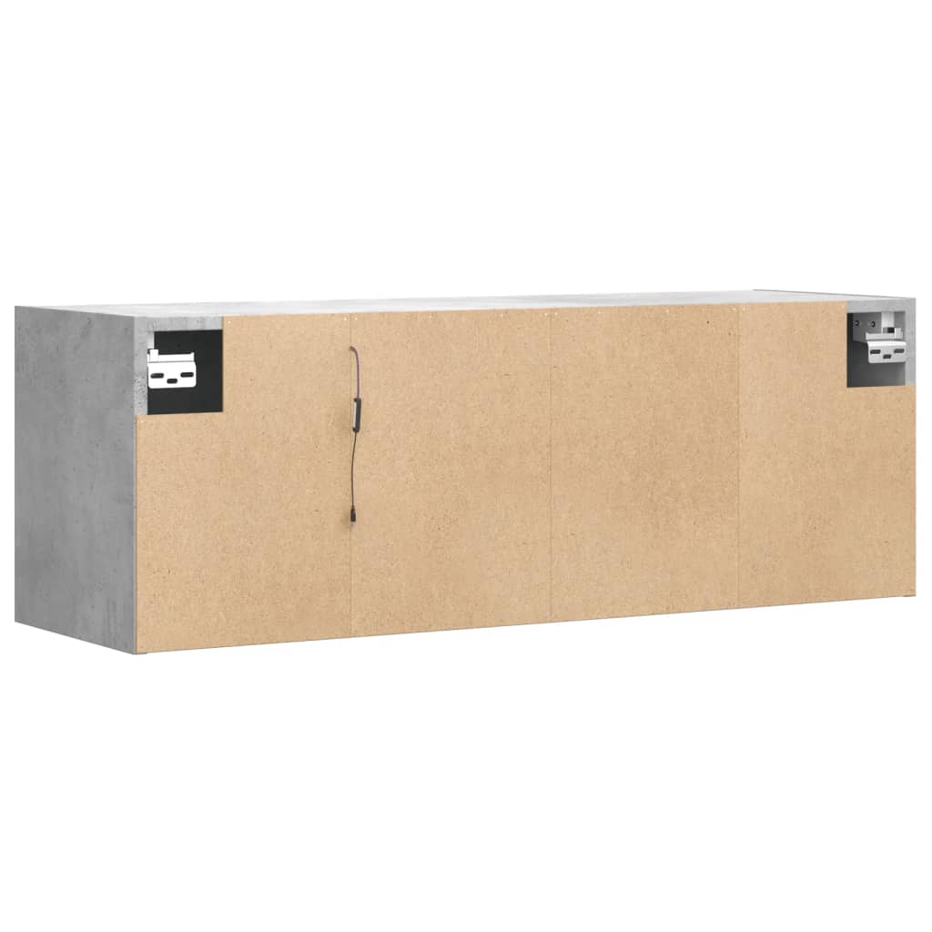 Wall-mounted TV Cabinet with LED Lights, Concrete Grey, 100x31x35 cm