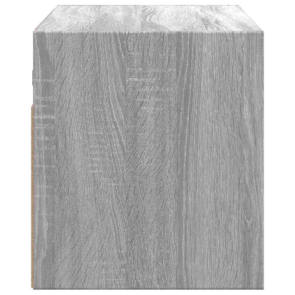Wall-mounted TV cabinet with LED lights, grey, 100x31x35 cm