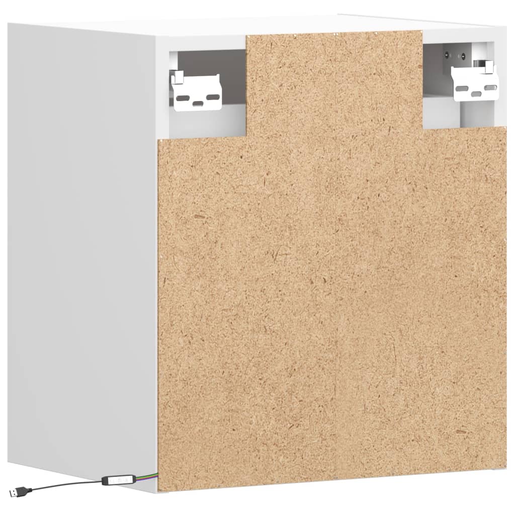 Sieninės TV spintelės su LED, 2vnt., baltos, 41x31x45cm