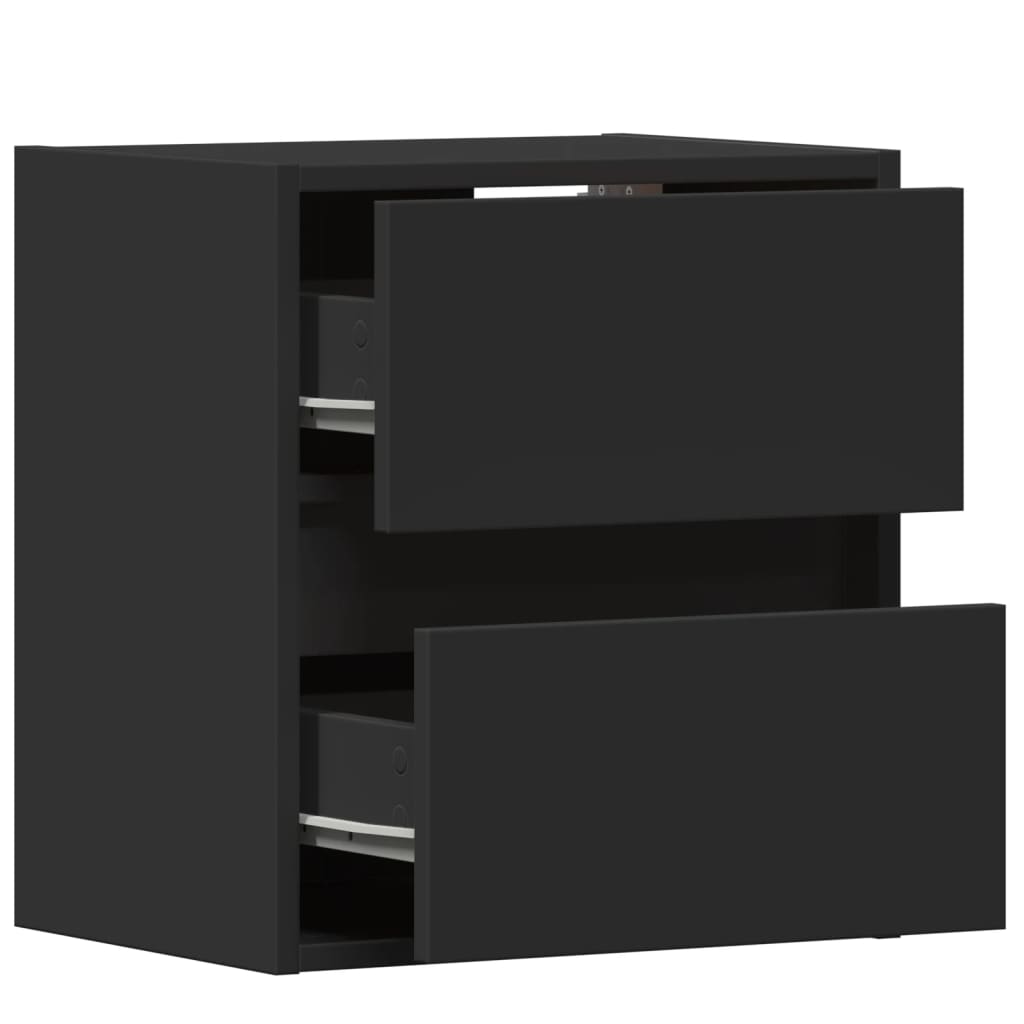 Sieninės TV spintelės su LED, 2vnt., juodos, 41x31x45cm