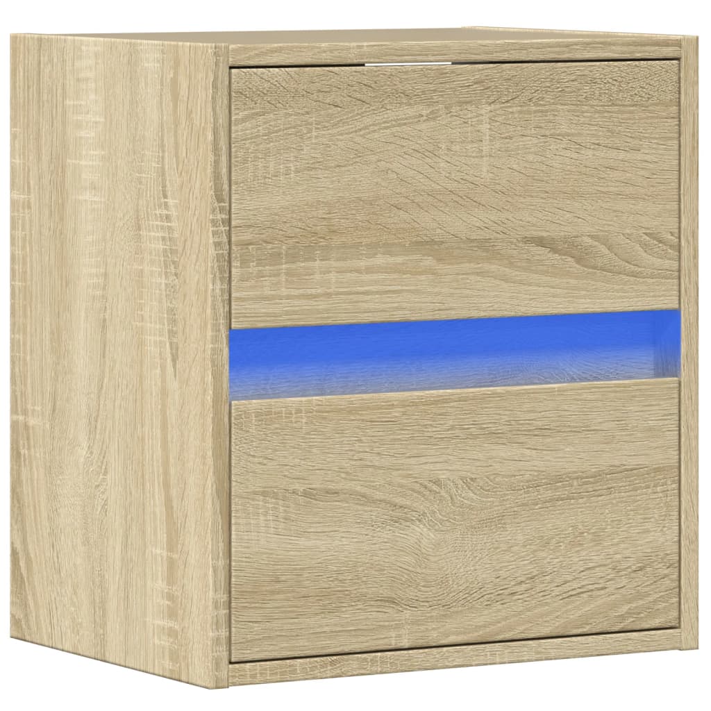 Sienas TV skapītis ar LED apgaismojumu, ozolkoka, 41x31x45 cm