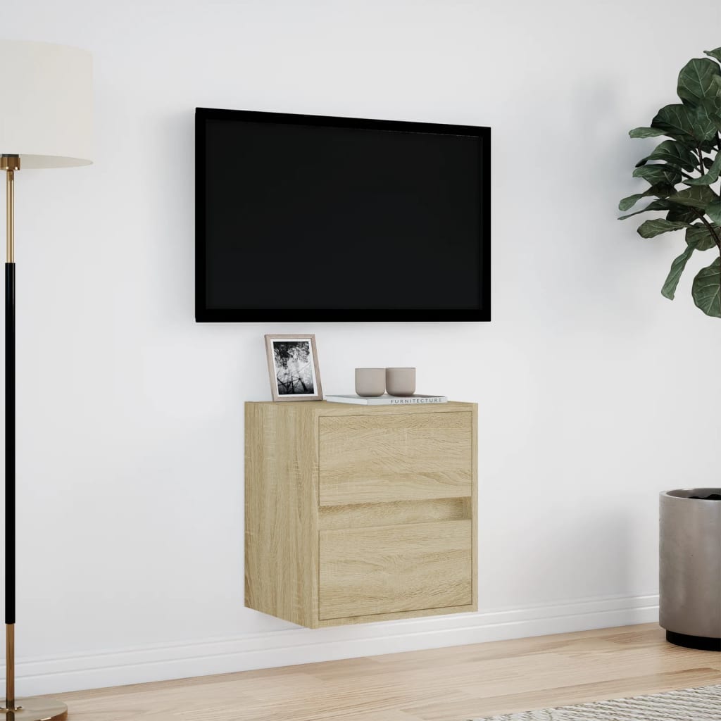 Sienas TV skapītis ar LED apgaismojumu, ozolkoka, 41x31x45 cm