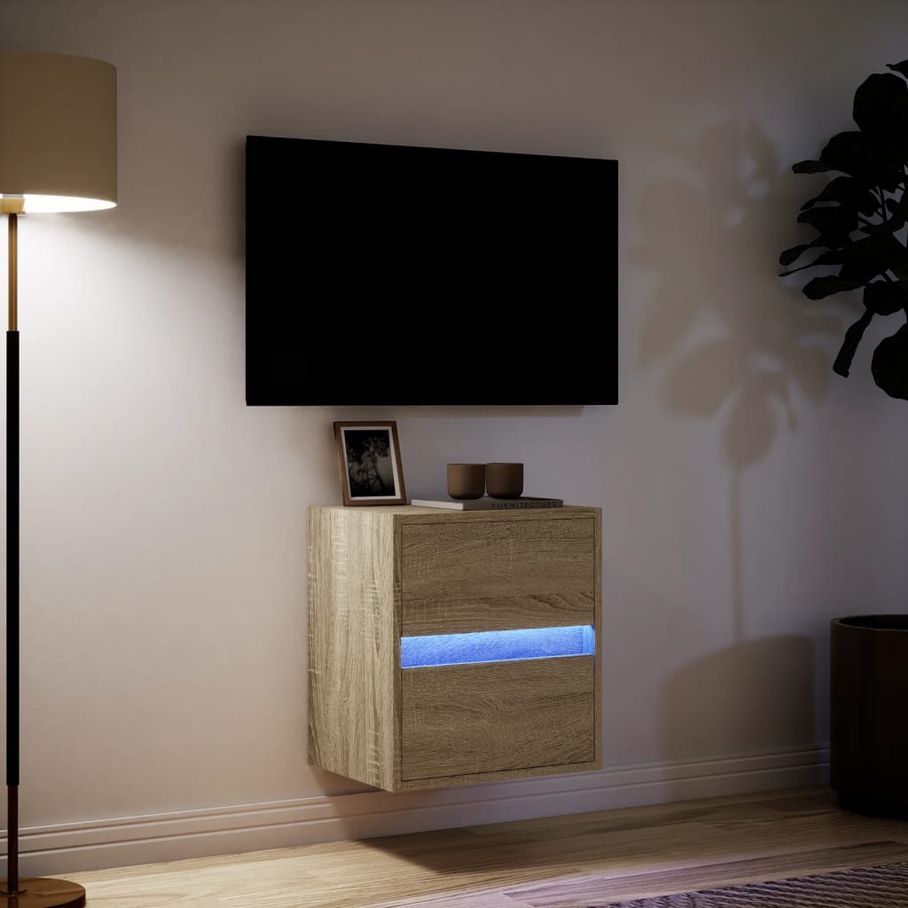 Sienas TV skapītis ar LED apgaismojumu, ozolkoka, 41x31x45 cm