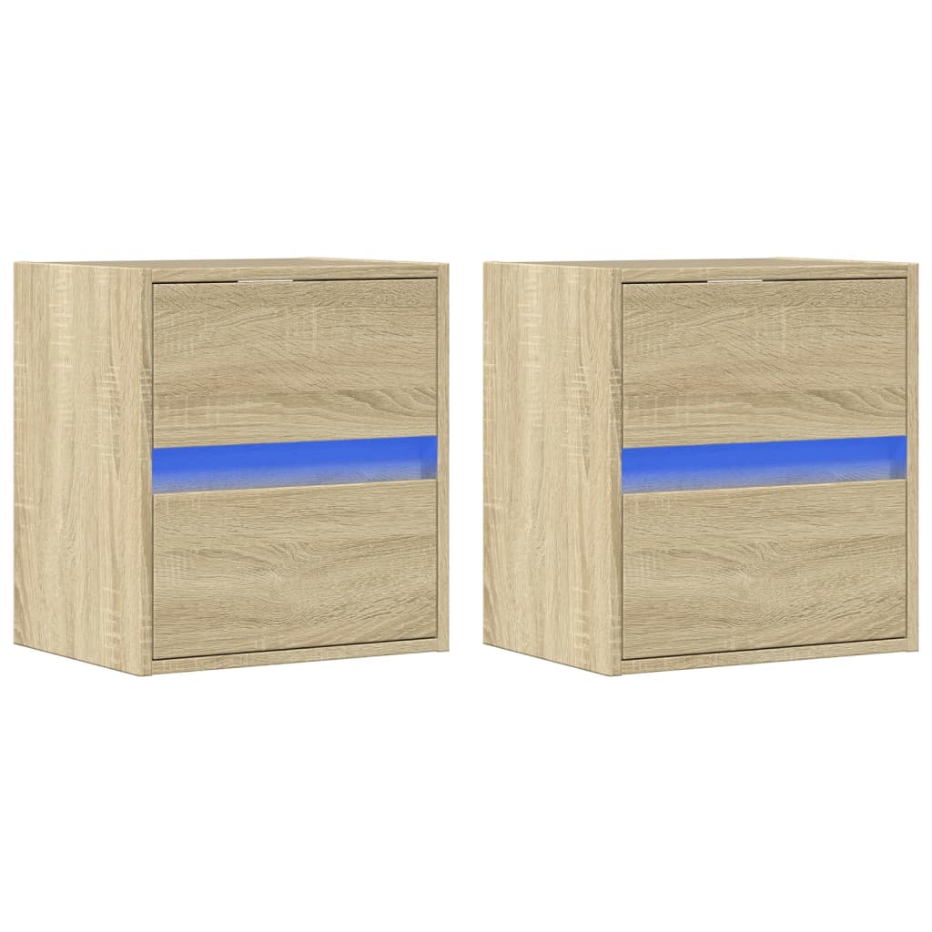 Sieninės TV spintelės su LED, 2vnt., sonoma ąžuolo, 41x31x45cm