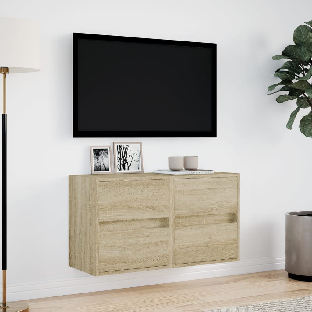 Sieninės TV spintelės su LED, 2vnt., sonoma ąžuolo, 41x31x45cm