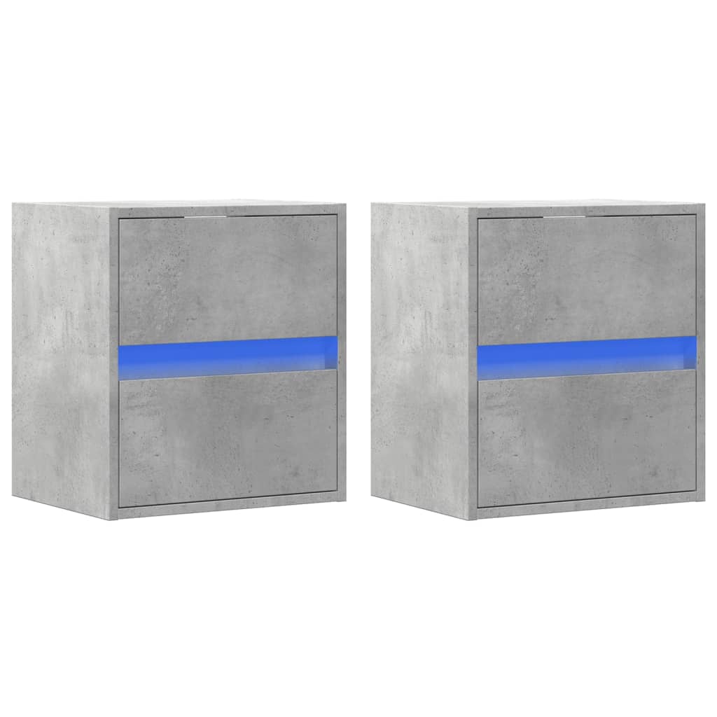 Sieninės TV spintelės su LED, 2vnt., betono pilkos, 41x31x45cm
