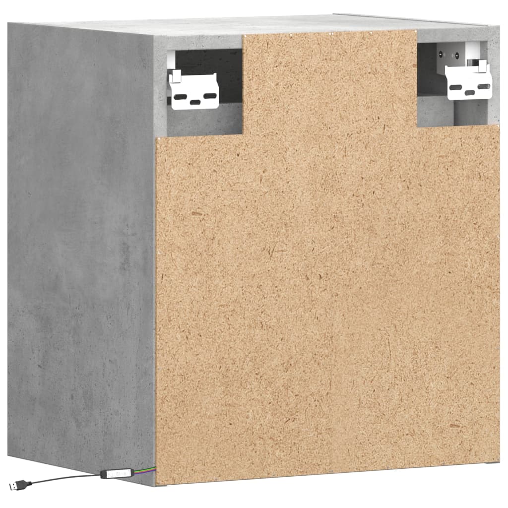 Sieninės TV spintelės su LED, 2vnt., betono pilkos, 41x31x45cm