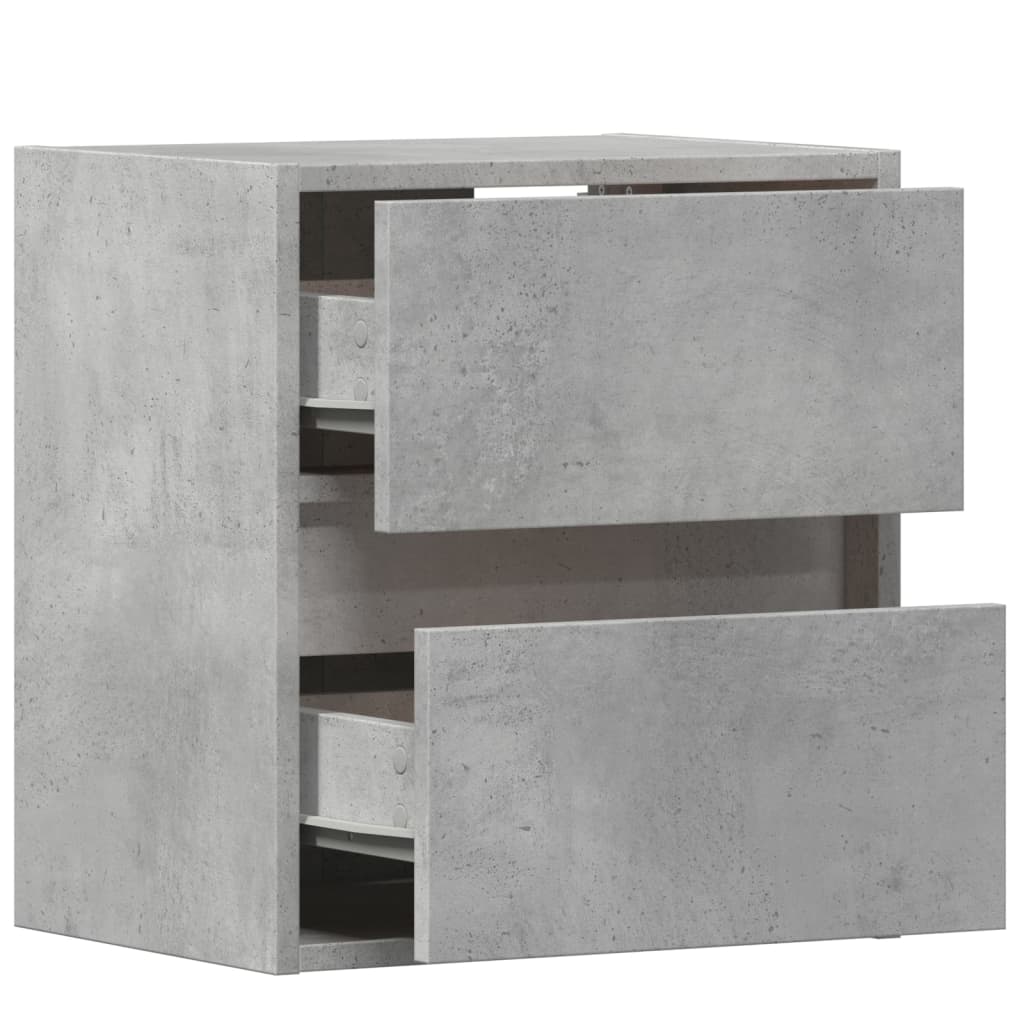 Sieninės TV spintelės su LED, 2vnt., betono pilkos, 41x31x45cm