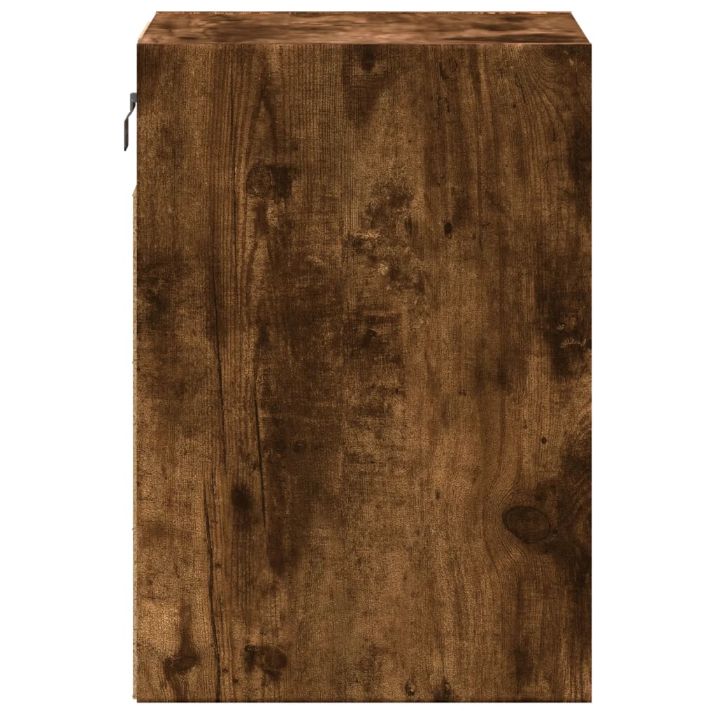 Pie sienas stiprināms TV skapītis ar LED apgaismojumu, dūmu stikla krāsā, 41x31x45 cm