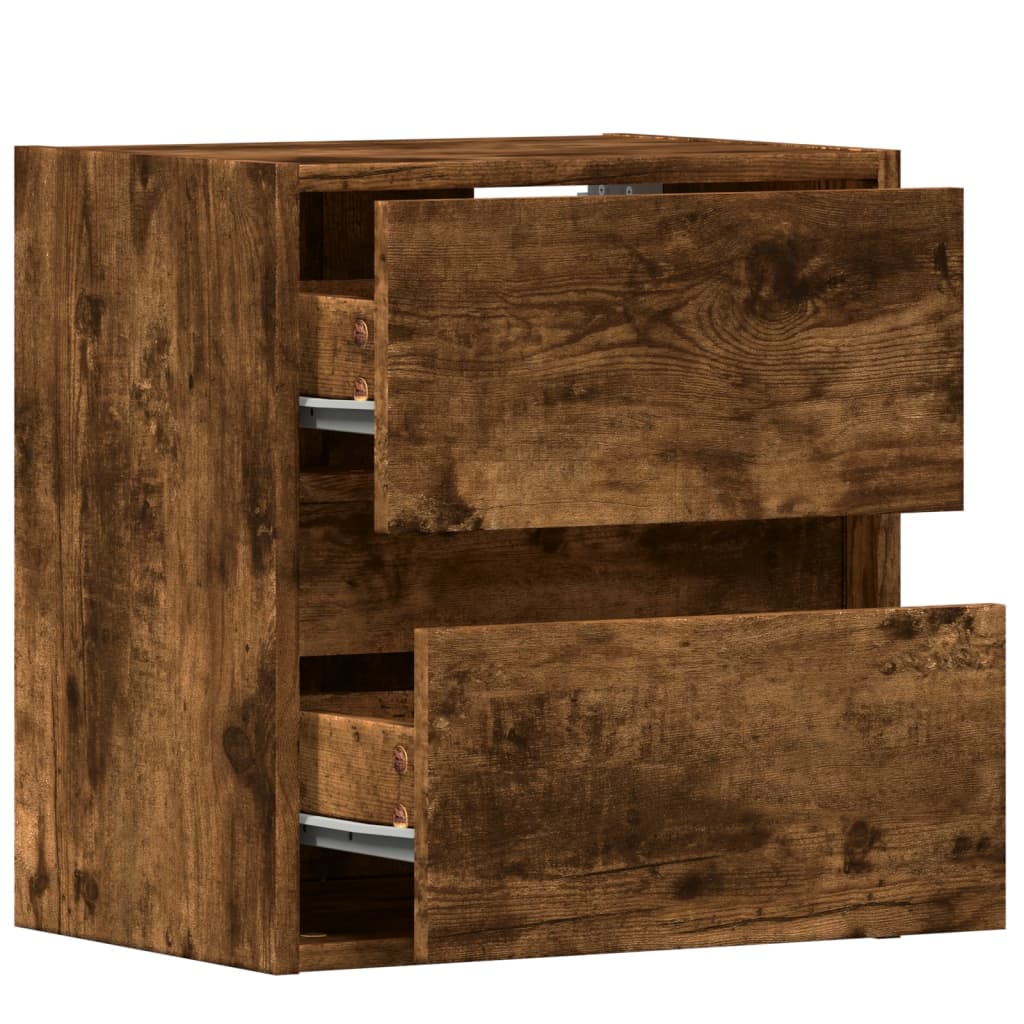 Sieninė TV spintelė su LED lemputėmis, dūminė, 41x31x45cm