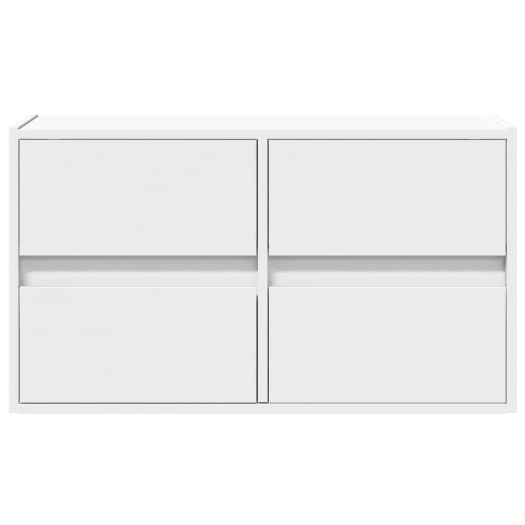 Sieninė TV spintelė su LED lemputėmis, balta, 80x31x45cm