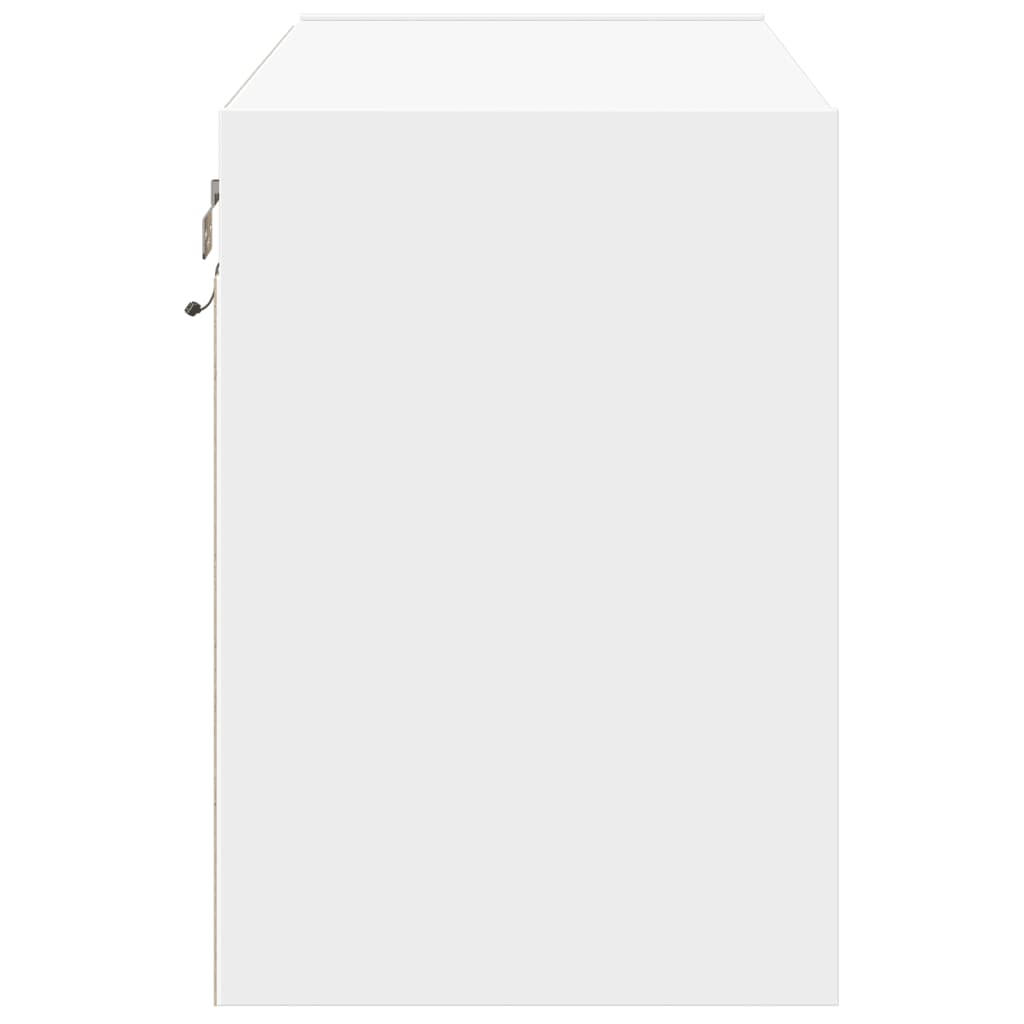 Wall-mounted TV Cabinet with LED lights, white, 80x31x45cm
