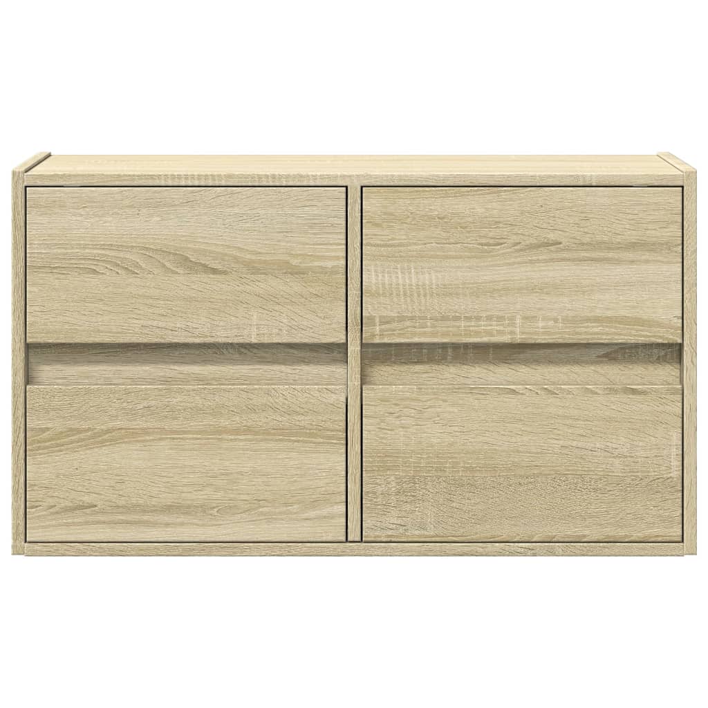 Wall-mounted TV cabinet with LED lights, oak, 80x31x45cm