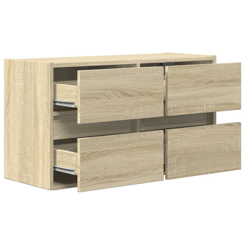 Sieninė TV spintelė su LED lemputėmis, ąžuolo, 80x31x45cm