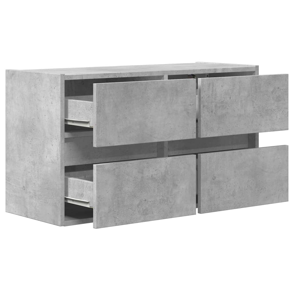 Sieninė TV spintelė su LED lemputėmis, betono, 80x31x45cm