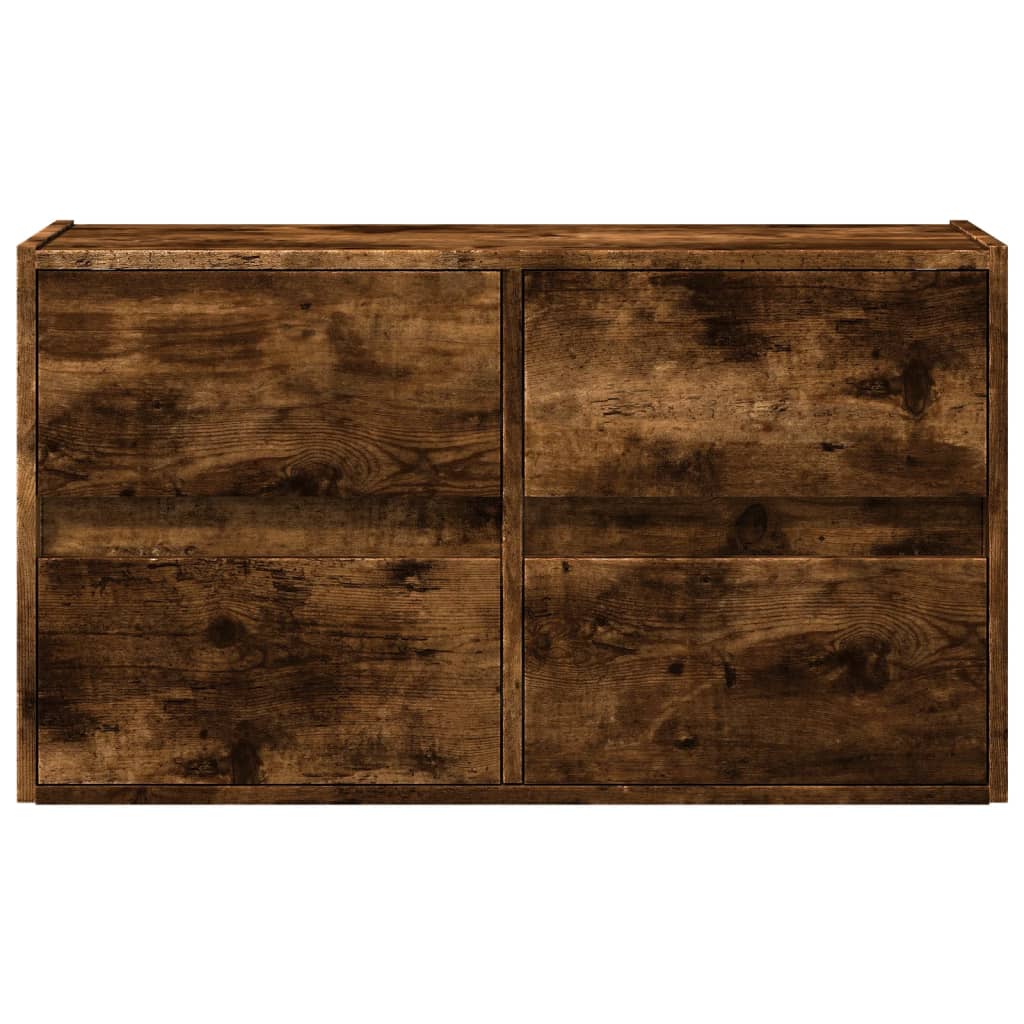 Sieninė TV spintelė su LED lemputėmis, dūminė, 80x31x45cm