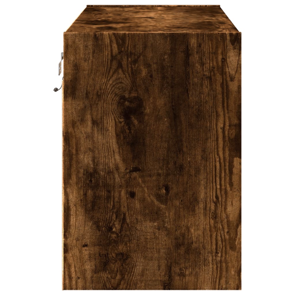 Sieninė TV spintelė su LED lemputėmis, dūminė, 80x31x45cm