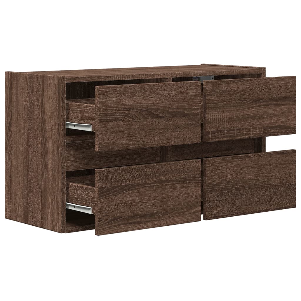 Sieninė TV spintelė su LED lemputėmis, ruda ąžuolo, 80x31x45cm