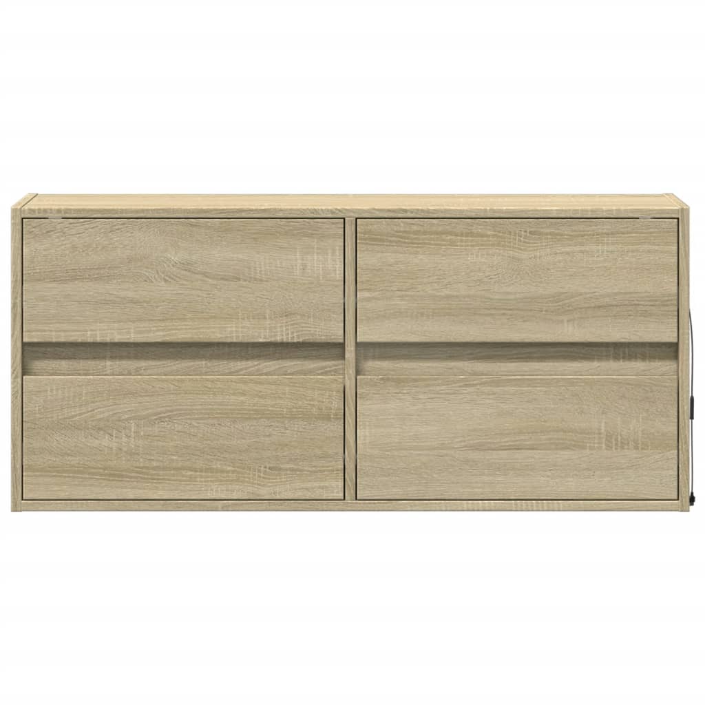 Sieninė TV spintelė su LED lemputėmis, ąžuolo, 100x31x45cm