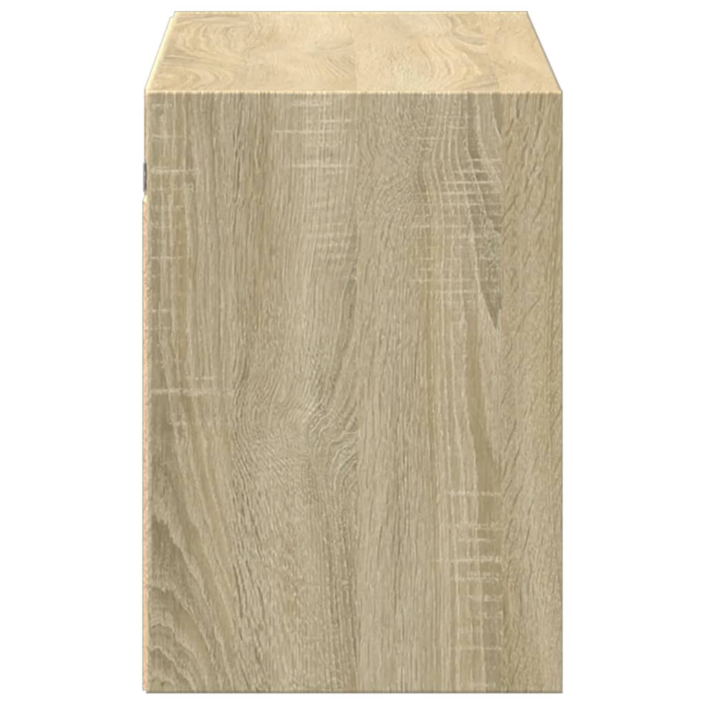 Wall-mounted TV cabinet with LED lights, oak, 100x31x45cm