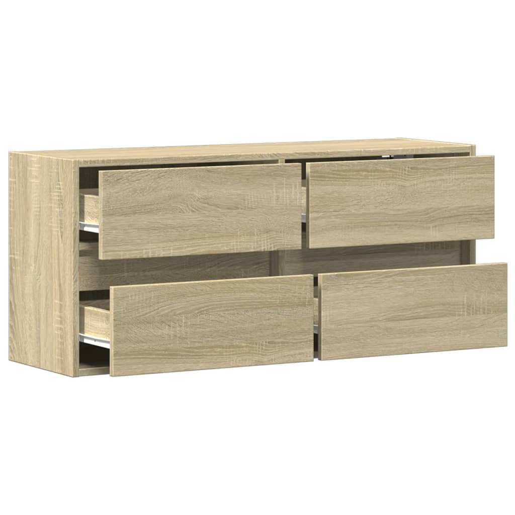 Sieninė TV spintelė su LED lemputėmis, ąžuolo, 100x31x45cm