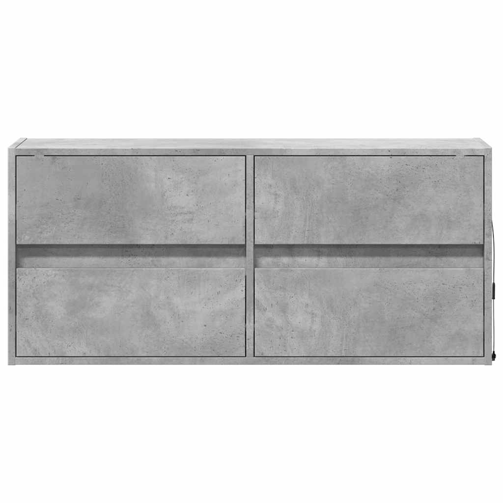 Sieninė TV spintelė su LED lemputėmis, betono, 100x31x45cm