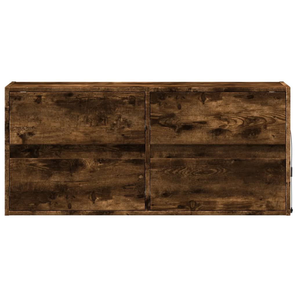 Sieninė TV spintelė su LED lemputėmis, dūminė, 100x31x45cm