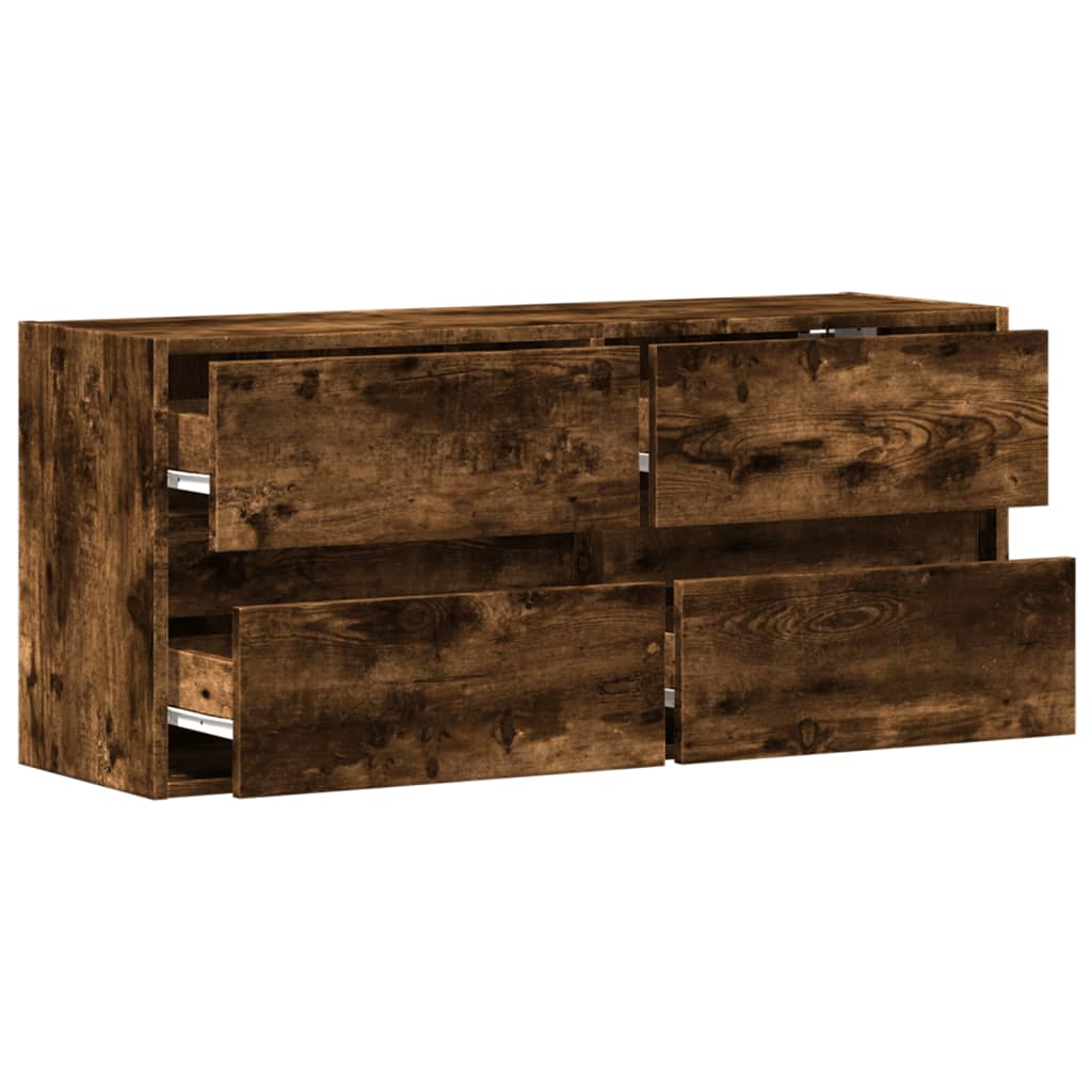 Sieninė TV spintelė su LED lemputėmis, dūminė, 100x31x45cm