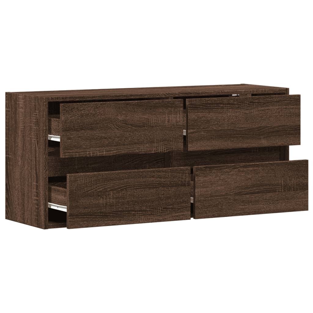 Sieninė TV spintelė su LED lemputėmis, ruda ąžuolo, 100x31x45cm