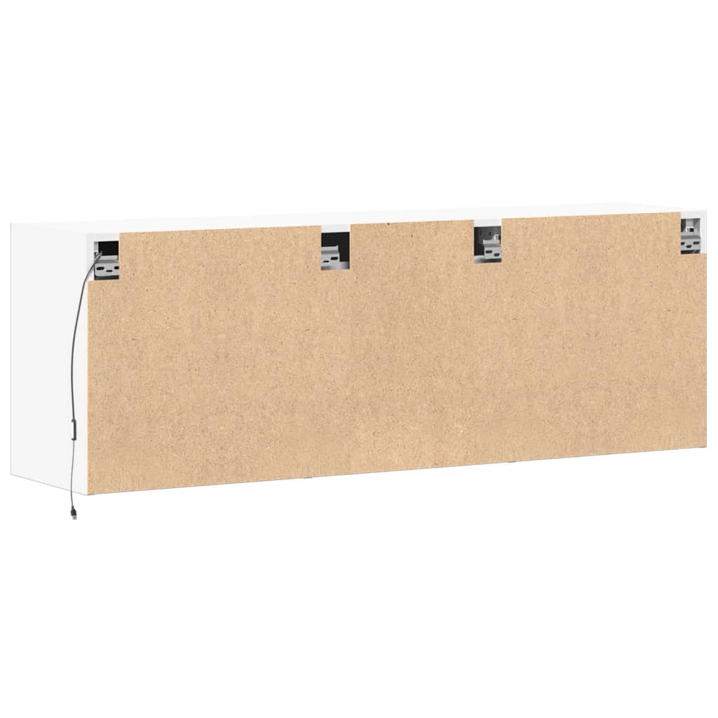 Sienas televizora skapītis ar LED apgaismojumu, balts, 130x31x45 cm
