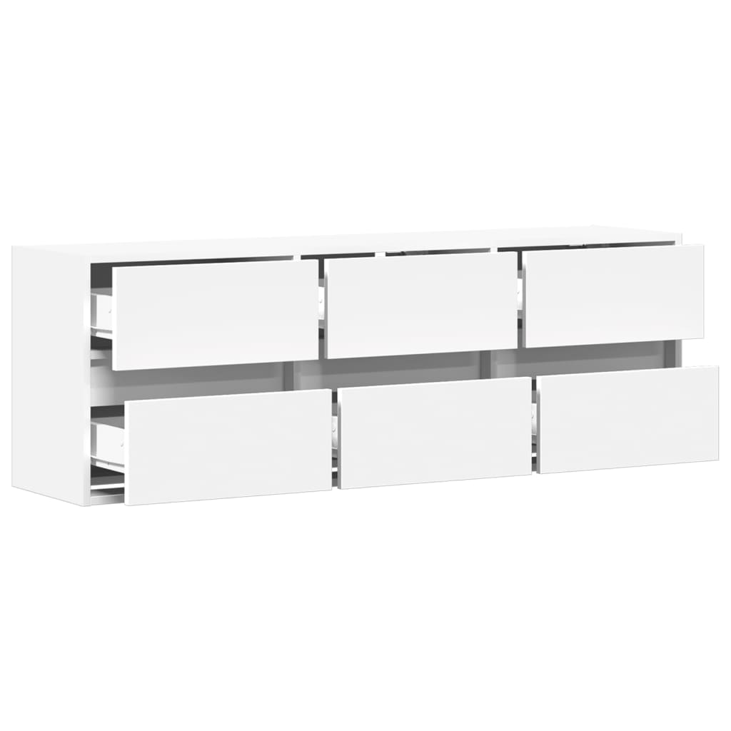 Sienas televizora skapītis ar LED apgaismojumu, balts, 130x31x45 cm