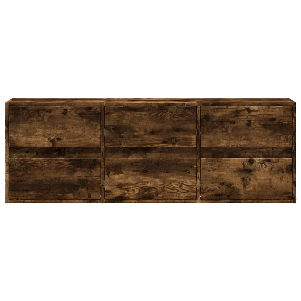 Wall-mounted TV cabinet with LED lights, smoke, 130x31x45 cm