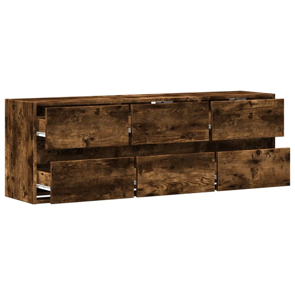 Wall-mounted TV cabinet with LED lights, smoke, 130x31x45 cm