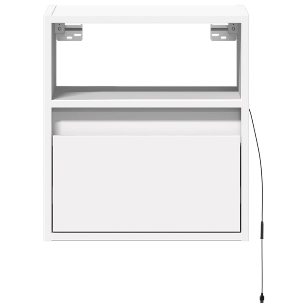 Wall-mounted TV cabinet with LED lights, white, 41x31x45cm