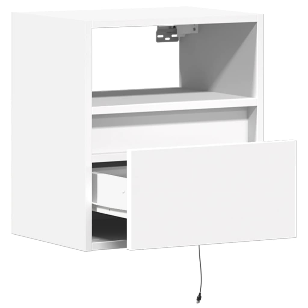 Wall-mounted TV cabinet with LED lights, white, 41x31x45cm