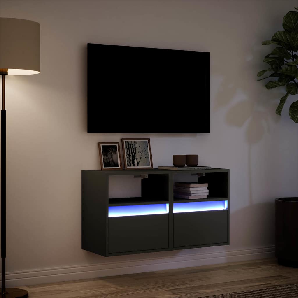 Sienas TV skapīši ar LED, 2 gab., melni, 41x31x45cm
