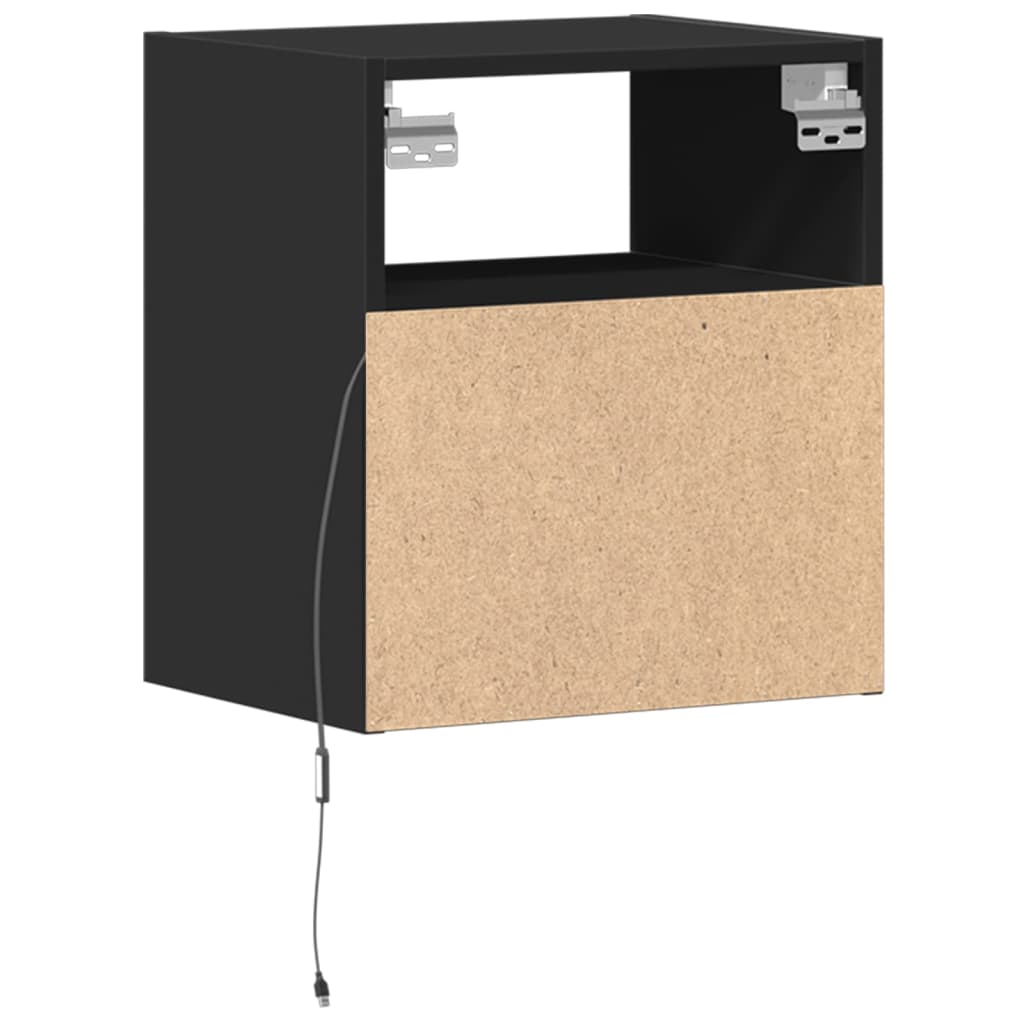 Wall-mounted TV Cabinets with LED, 2 pcs., Black, 41x31x45cm