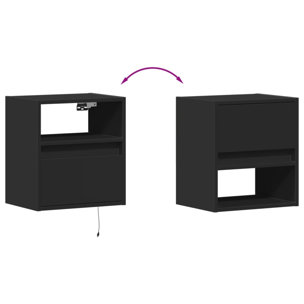 Wall-mounted TV Cabinets with LED, 2 pcs., Black, 41x31x45cm