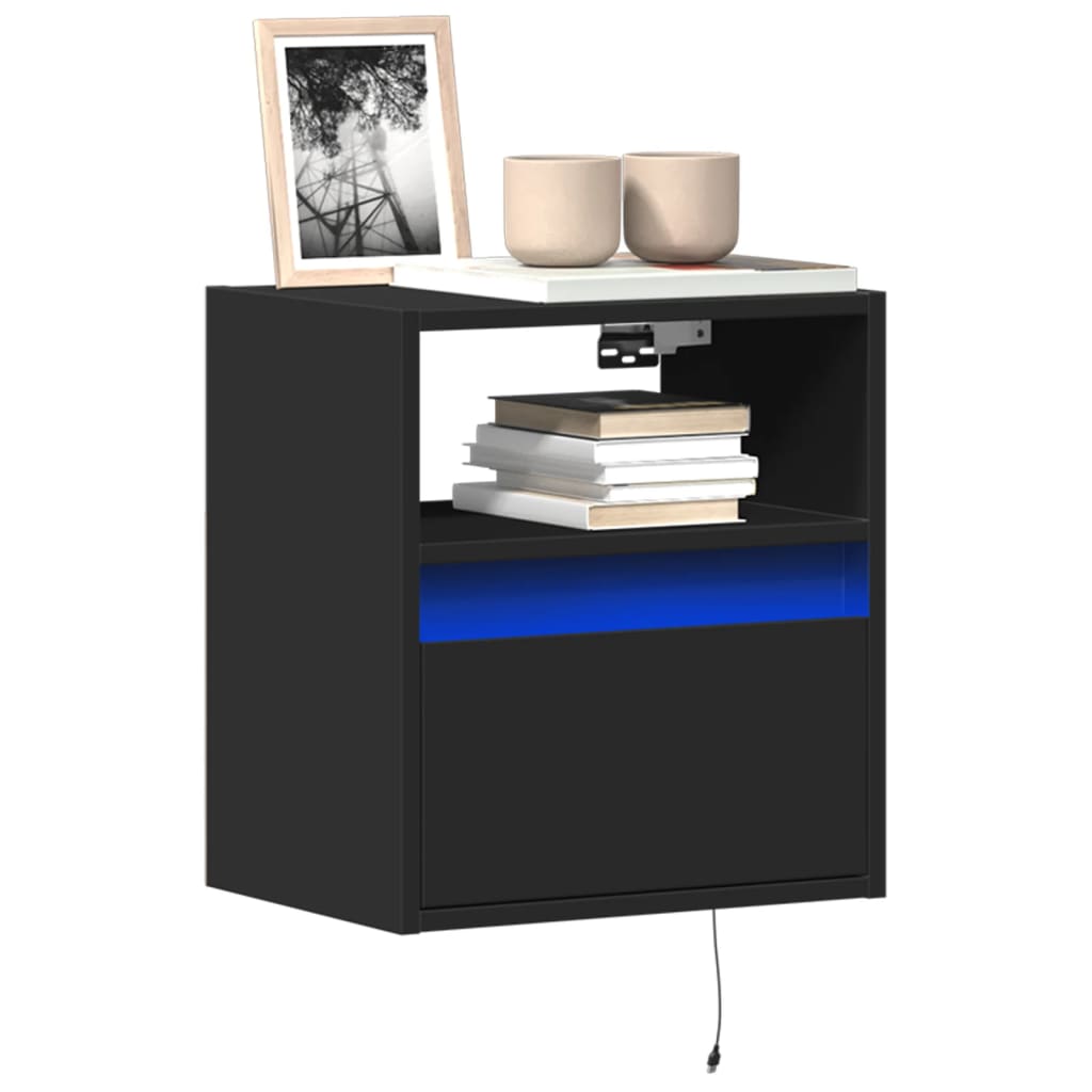 Wall-mounted TV Cabinets with LED, 2 pcs., Black, 41x31x45cm