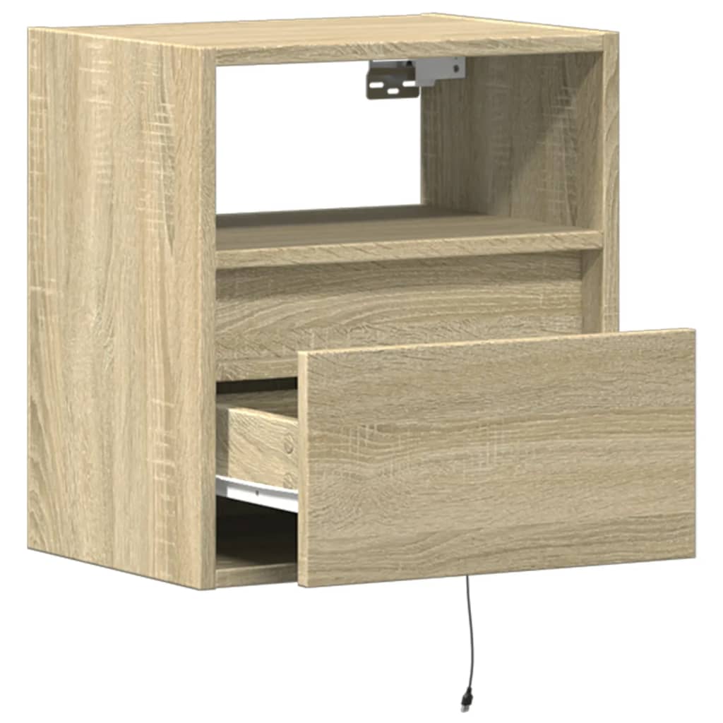 Sieninė TV spintelė su LED lemputėmis, ąžuolo, 41x31x45cm