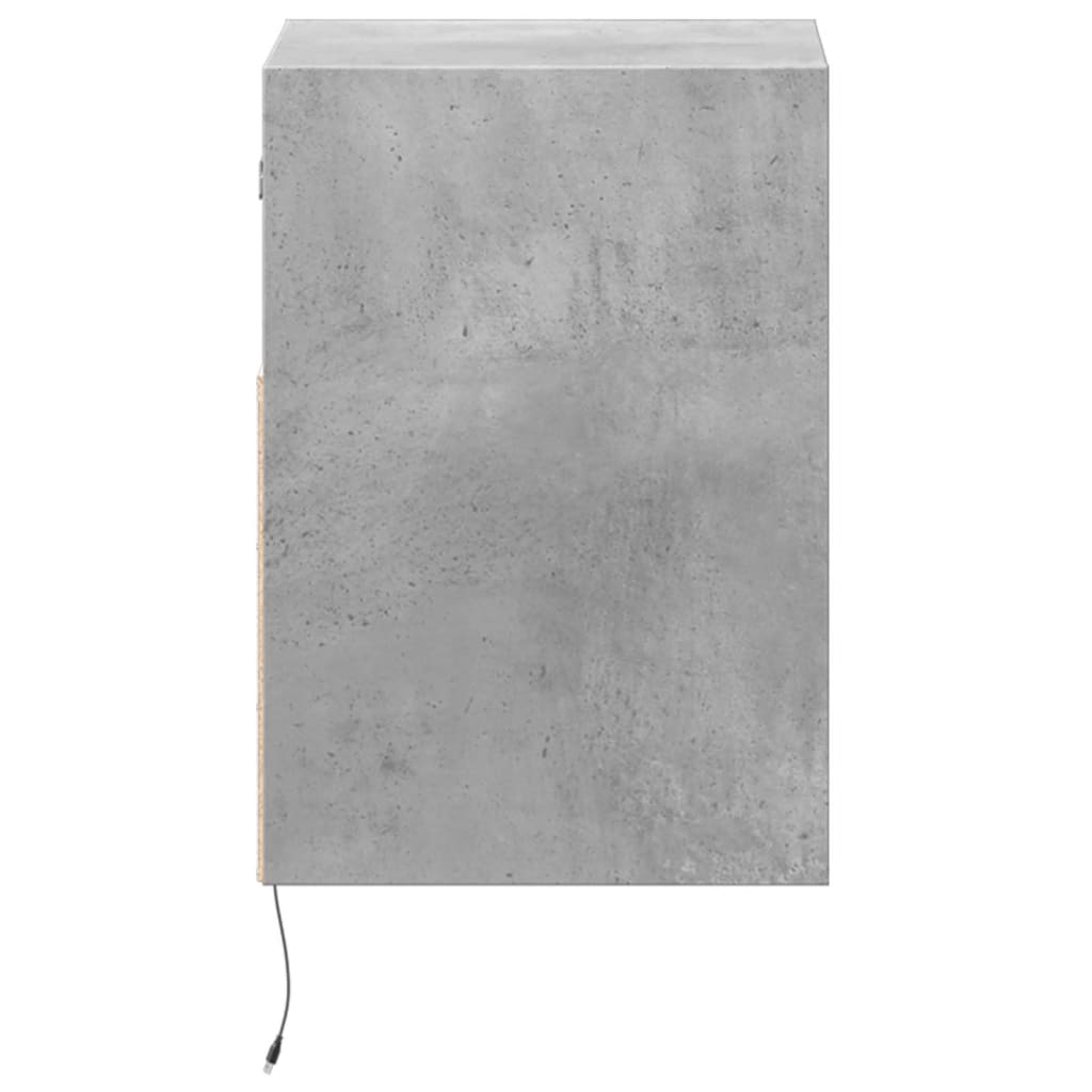 Sieninė TV spintelė su LED lemputėmis, betono, 41x31x45cm