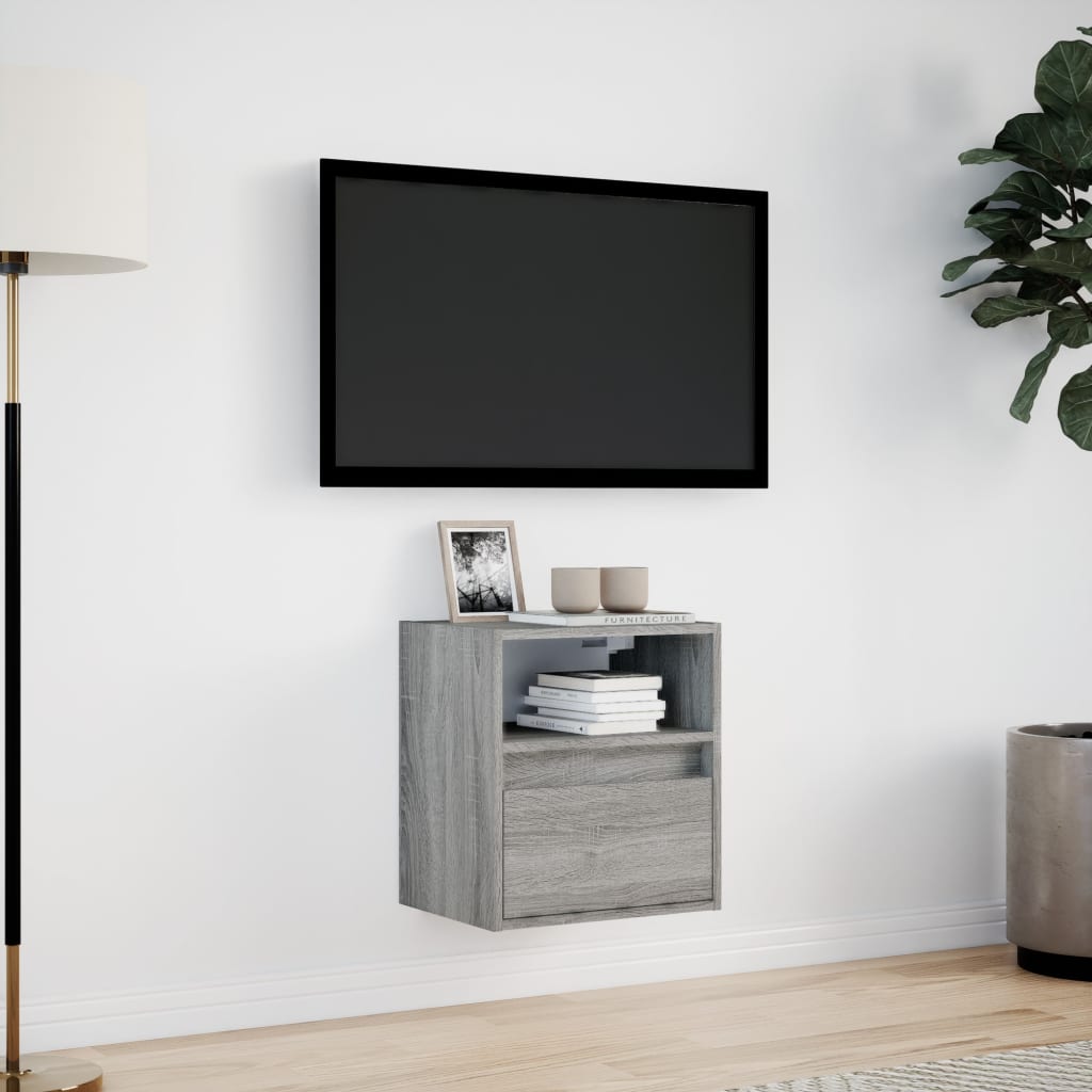 Sienas TV skapītis ar LED apgaismojumu, pelēks, 41x31x45 cm