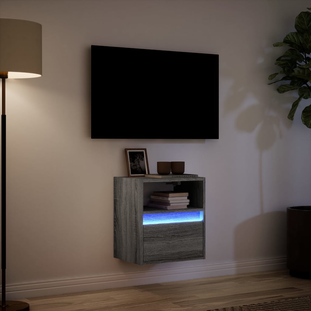 Sienas TV skapītis ar LED apgaismojumu, pelēks, 41x31x45 cm