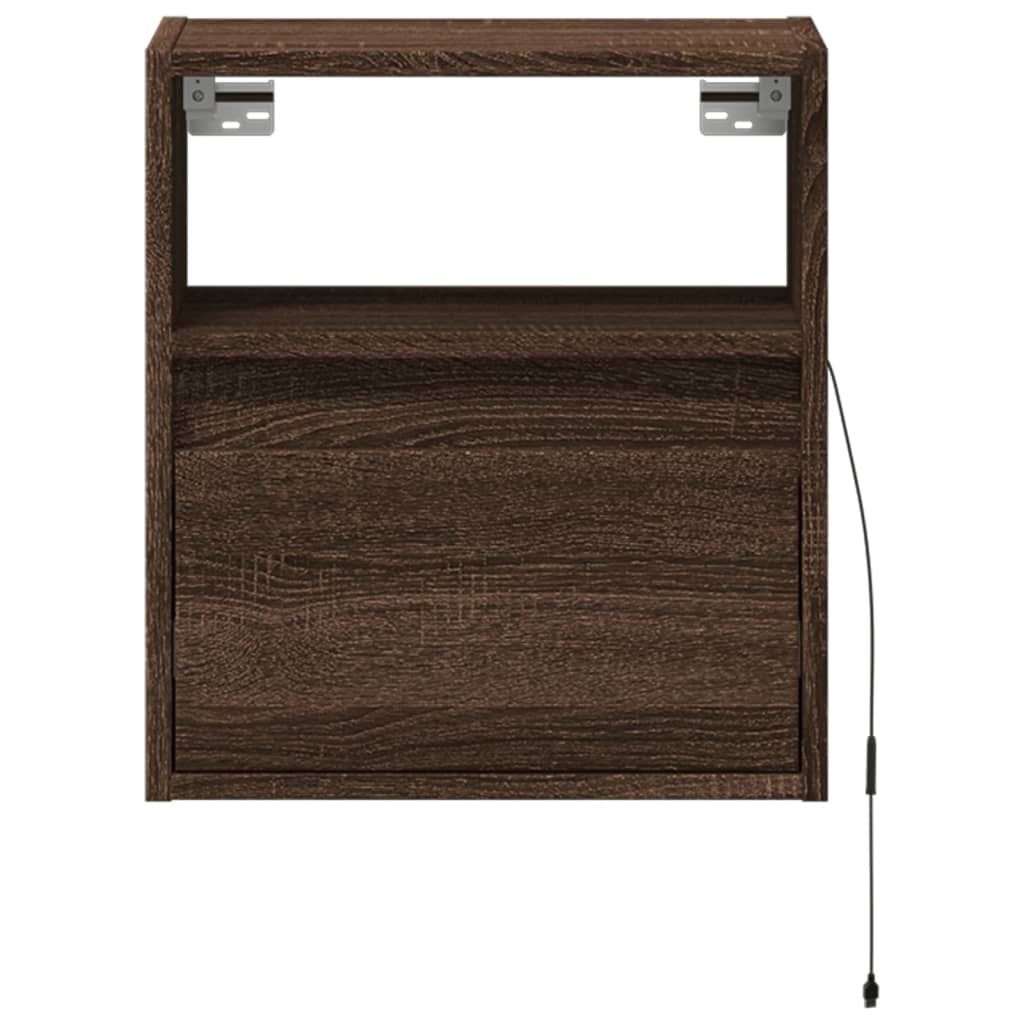 Sieninė TV spintelė su LED lemputėmis, ruda ąžuolo, 41x31x45cm
