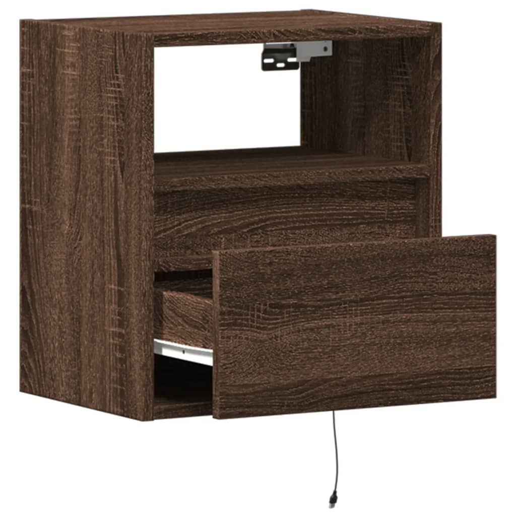 Sieninės TV spintelės su LED, 2vnt., rudos ąžuolo, 41x31x45cm